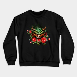 Wonderful colorful dragon head with flowers Crewneck Sweatshirt